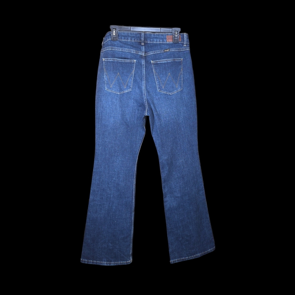 Wrangler High Rise Fierce Flare Jeans Dark Wash Retro Western Denim - Picture 3 of 10